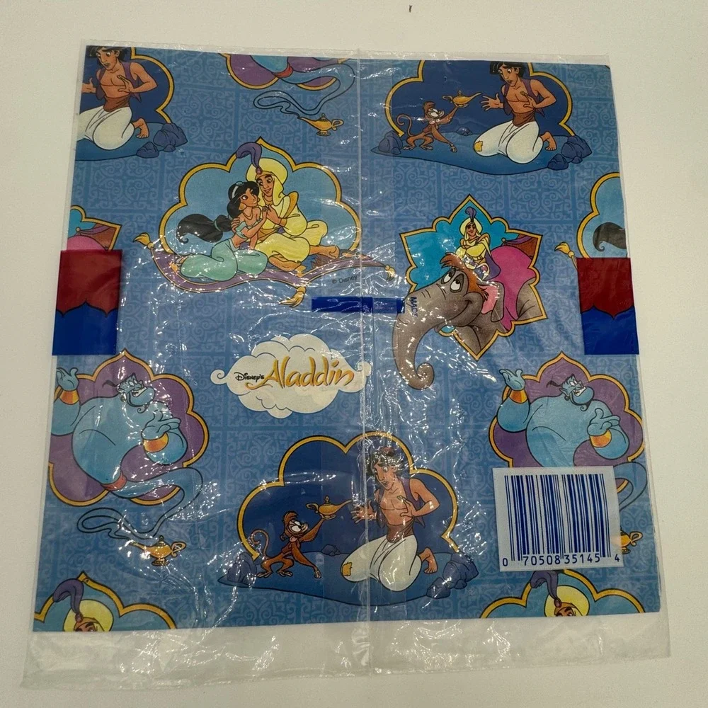 Vintage Disney Aladdin Gift Wrap Cleo 2 Sheets Blue Genie Jasmine Abu 1990s USA